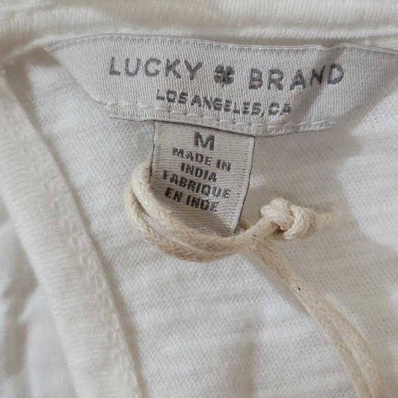 LUCKY Brand Top Womens Medium Embroidered‎ Mesh Top Ruffle Sleeves   Boho New - Picture 5 of 11